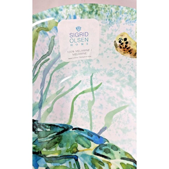 Sigrid Olsen Sea Turtle Serving Bowl Large Melamine Beach Ocean Nautical 11.5-in - Picture 3 of 8